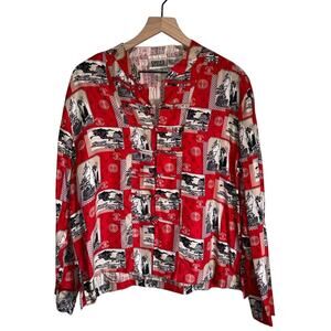 VINTAGE CHICOS Design Silk Toggle button kimono style Chinese motif blouse 3
